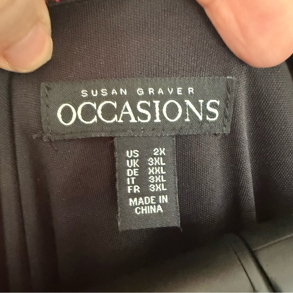 Susan Graver Occasions Reg Printed Woven Jacquard Wrap Dress in Dark Red - 2X - Picture 5 of 6